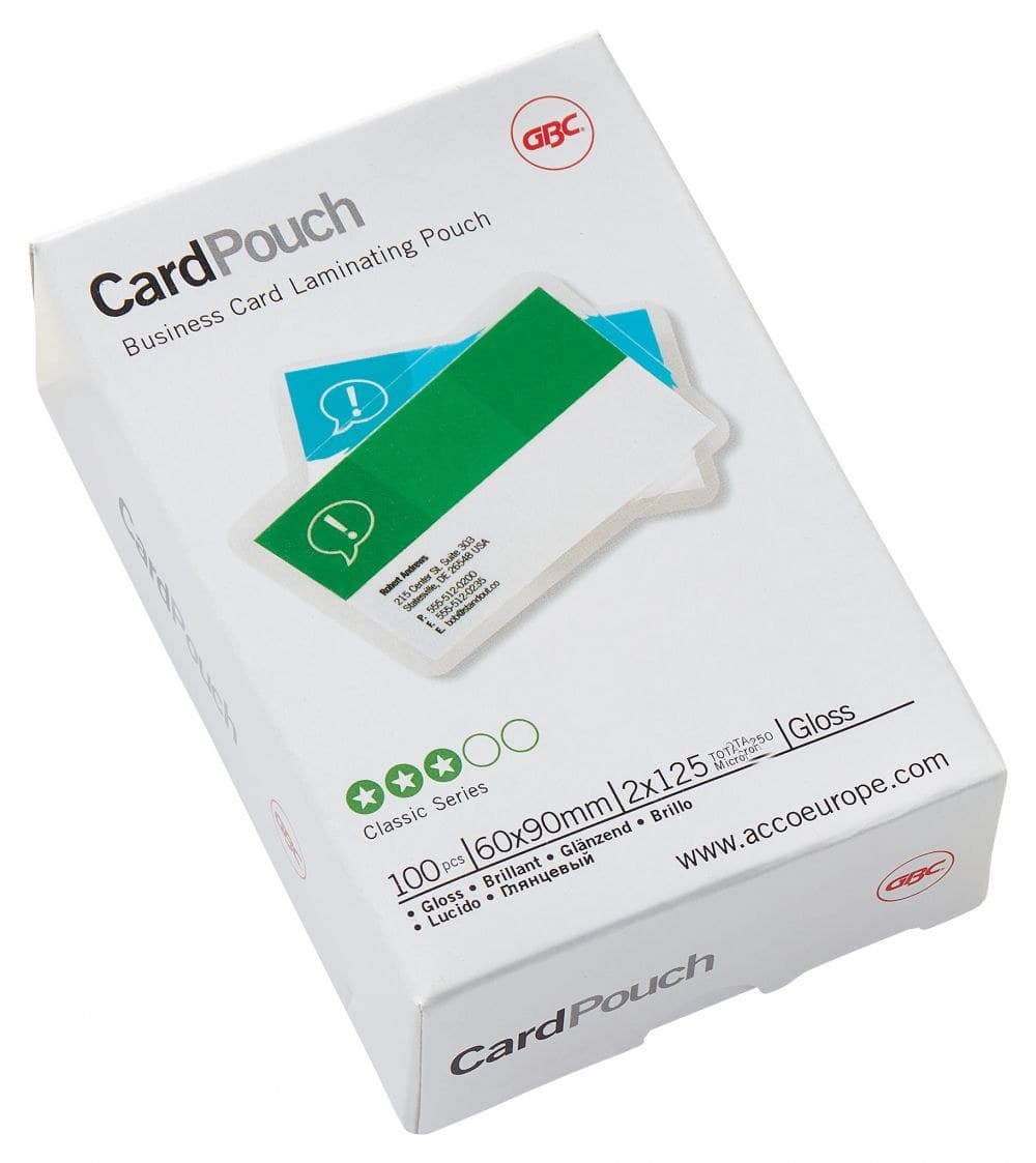 GBC 3743157 Card Laminating Pouches 60x90mm 2x125 Micron Gloss 100pk - Image 1