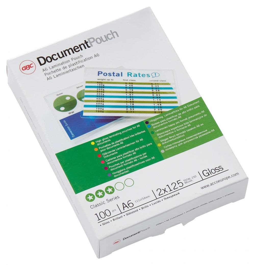 GBC 3740442 A6 Gloss Document Pouch 125 micron 100Pk - Image 1