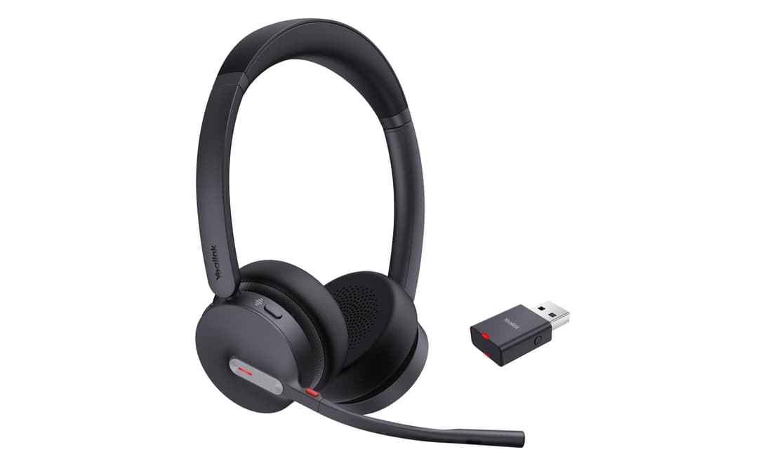 Yealink WH64 Hybrid DECT & Bluetooth Headset with Charging Stand, Black - Dual - Image 2