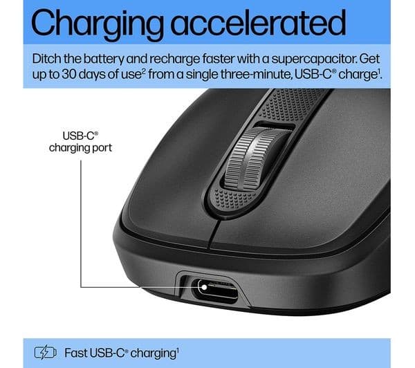 HP 510 Ultra-Fast Rechargeable Wireless Optical Mouse - Black - Image 2