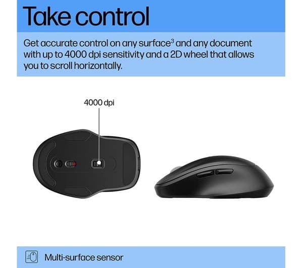 HP 510 Ultra-Fast Rechargeable Wireless Optical Mouse - Black - Image 3