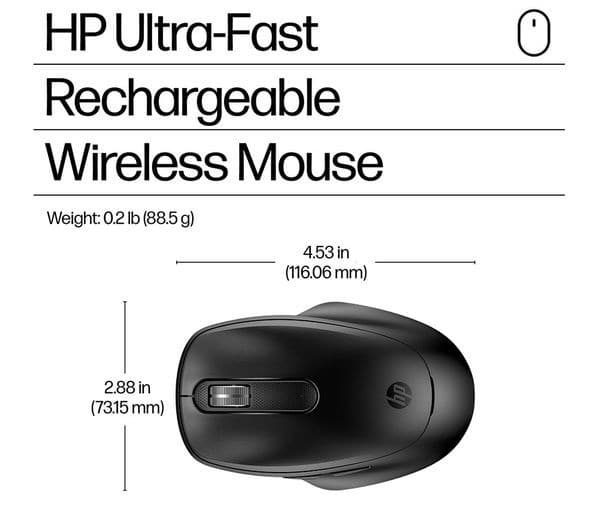HP 510 Ultra-Fast Rechargeable Wireless Optical Mouse - Black - Image 6