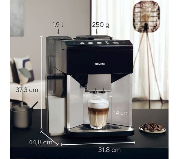 SIEMENS TQ513GB1 EQ500 Bean to Cup Fully Automatic Coffee Machine - Black & Stainless Steel - Image 3
