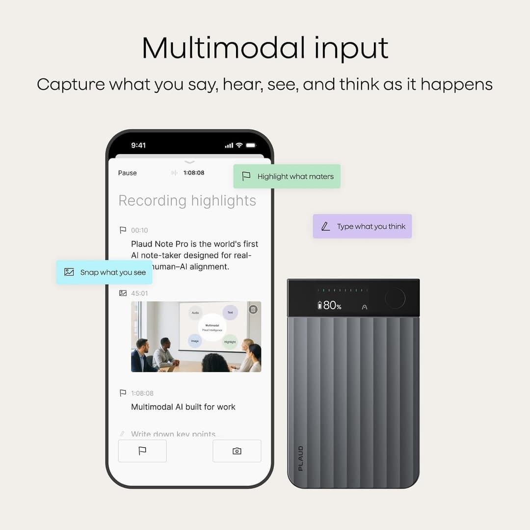 PLAUD Note Pro AI Voice Recorder & AI Note Taker, Black - Image 3