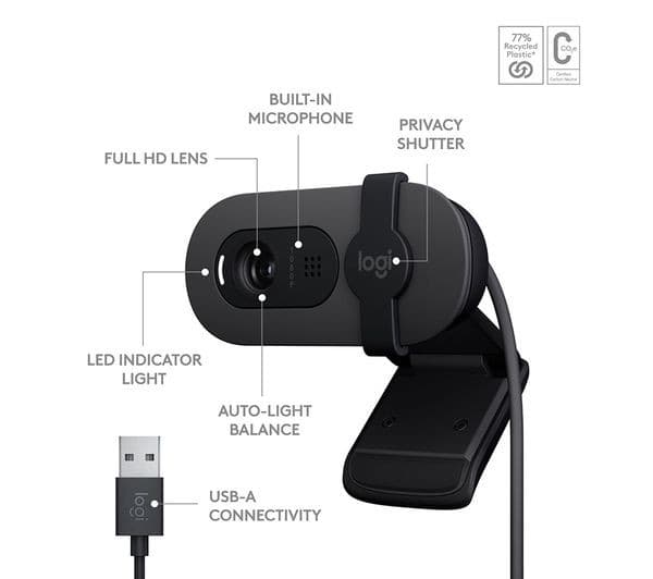 Logitech Brio 100 Full HD 1080p Webcam - Graphite - Image 6