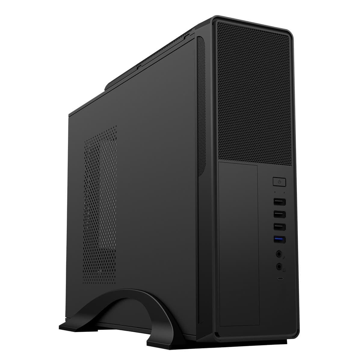 CiT S014C Slim Mini-Tower Micro-ATX Desktop PC Case with 300W Power Supply - Black