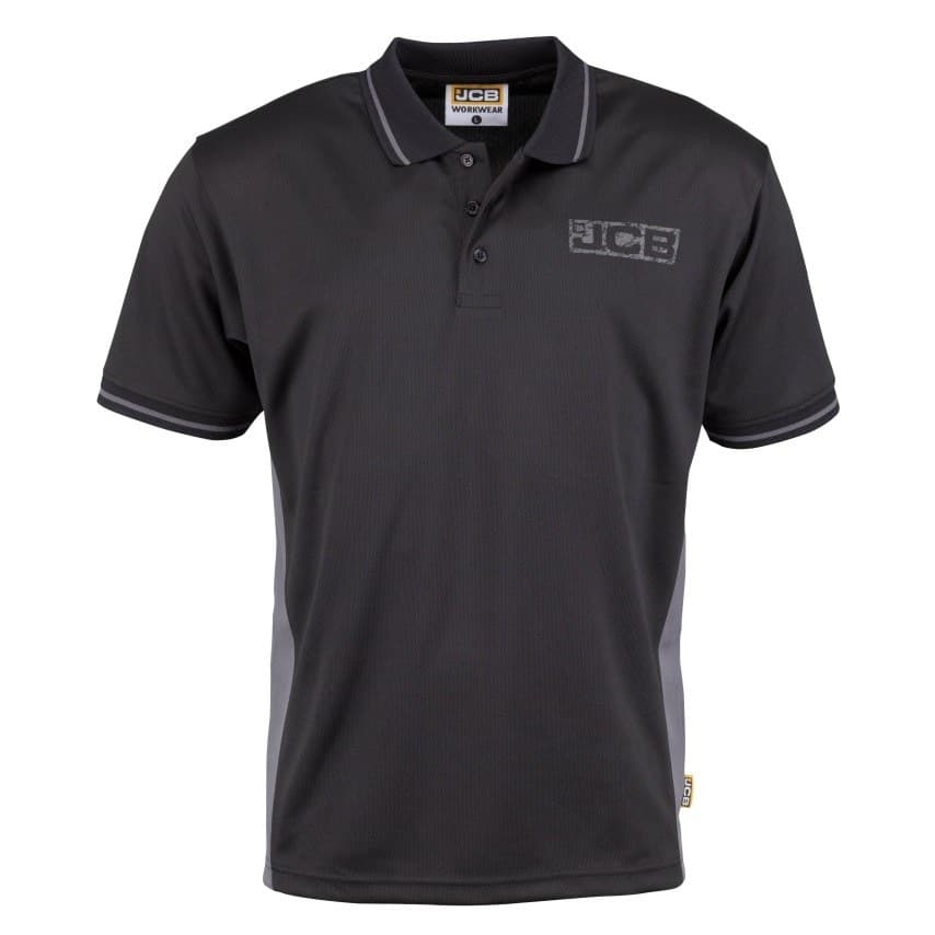 JCB Trade Performance Polo Shirt D+IB-S Black/Grey Size S - Image 1
