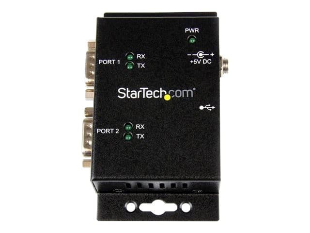StarTech.com USB to Serial Adapter - 2 Port - Wall Mount - Din Rail Clips - Industrial - COM Port Retention - FTDI - DB9 (ICUSB2322I) - serial adapter - USB 2.0 - RS-232 x 2 - Image 2