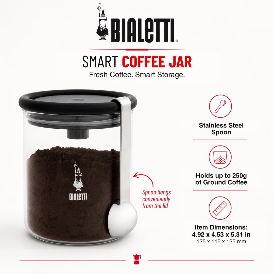 Bialetti Moka Coffee Jar 250 g Coffee Storage Jar - Clear - Image 2