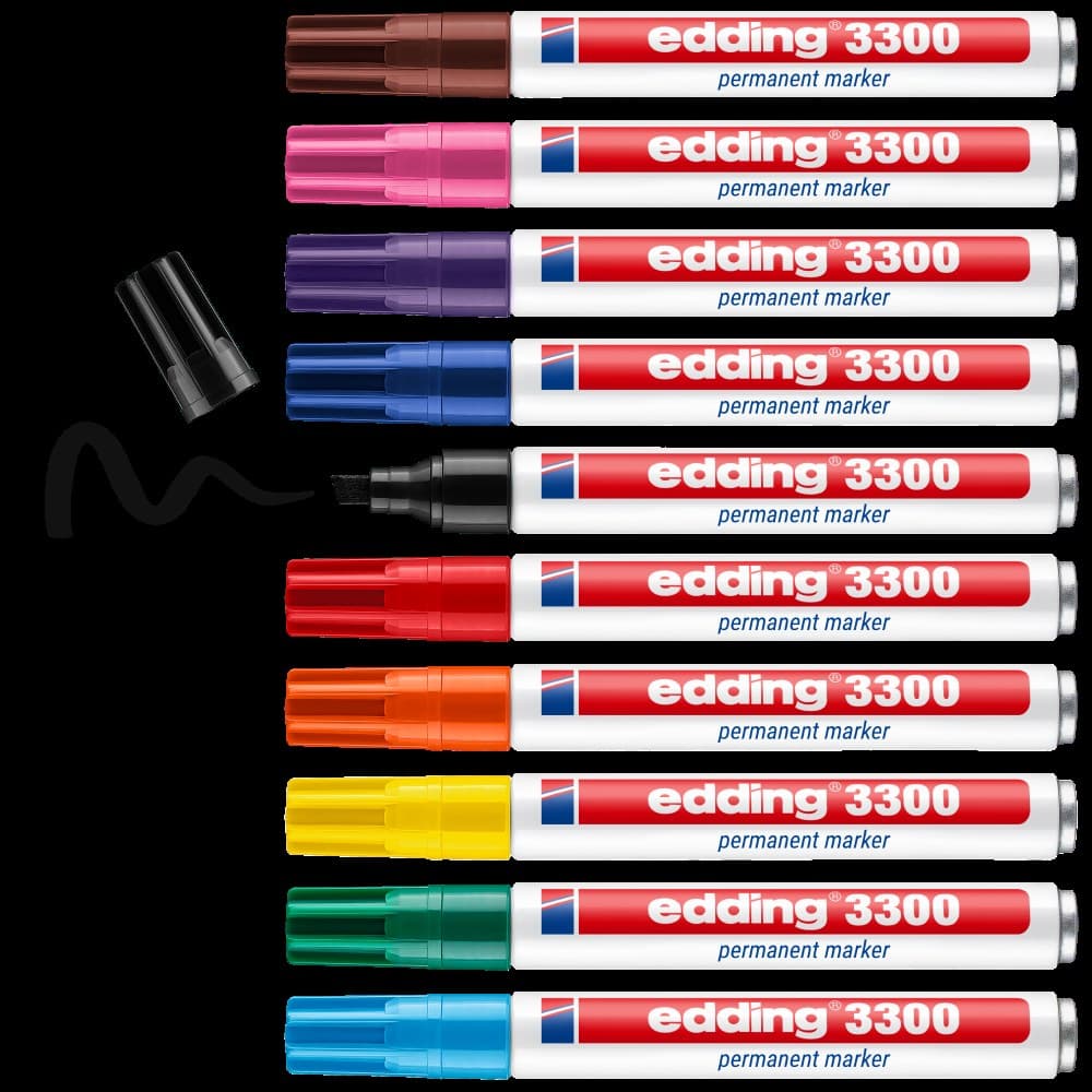 edding 3300 Permanent Marker Chisel Nib 1-5mm Assorted Colours Pack of 10 - Image 1