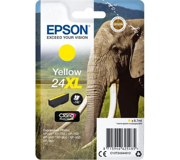 EPSON Elephant 24XL Yellow Ink Cartridge - Image 1