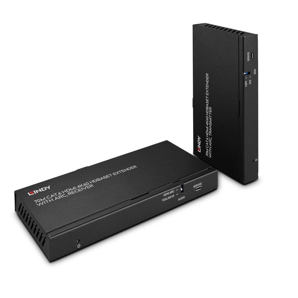 Lindy 70m Cat.6 HDMI 4K60, Audio, IR and RS-232 HDBaseT Extender with ARC - Image 1