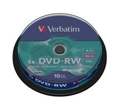 Verbatim DVD-RW 4x 4.7GB Matt Silver - Pack of 10 - Image 1