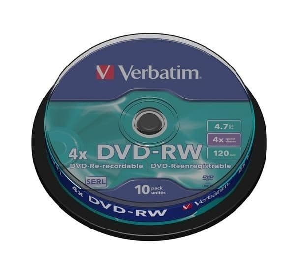 Verbatim DVD-RW 4x 4.7GB Matt Silver - Pack of 10 - Image 2