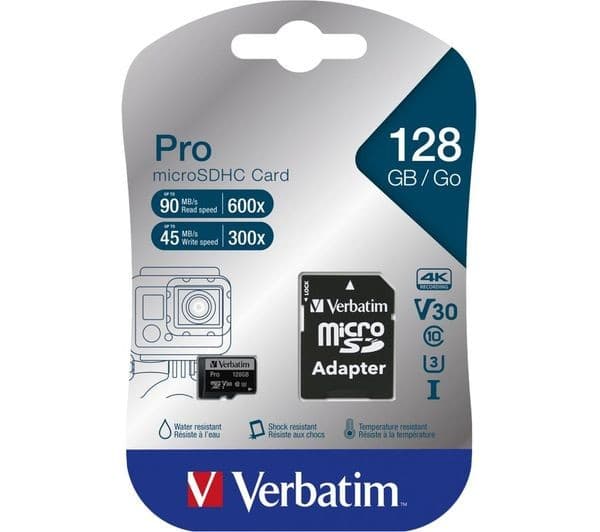 VERBATIM Pro High Performance Class 10 U3 V30 microSDXC Memory Card with SD Adapter - 128 GB - Image 3