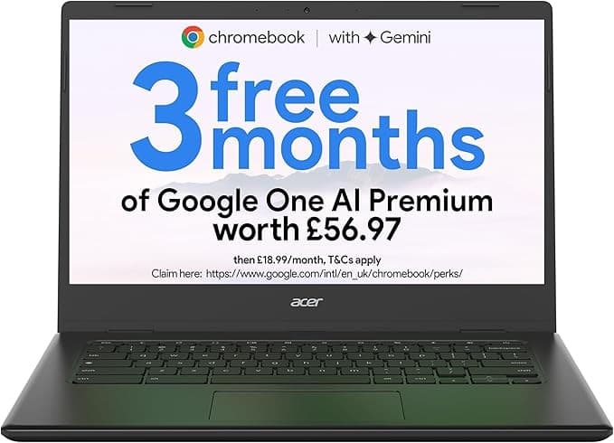 Acer Chromebook 314 CBOA314-1H 14 Inch Full HD Chromebook Intel Celeron N4500 4GB RAM 64GB eMMC - Black
