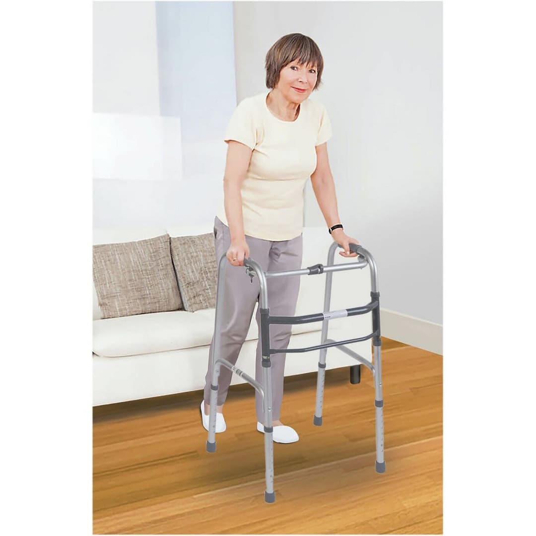 Aidapt VP129F Lightweight Aluminium Folding Walking Frame - Unwheeled - Image 2