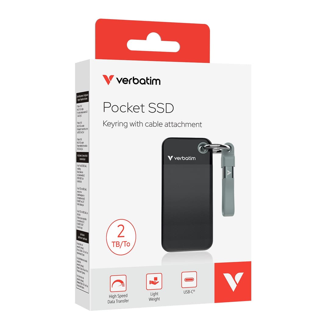 Verbatim Pocket SSD USB 3.2 Gen 2 2TB Black/Grey - Image 2