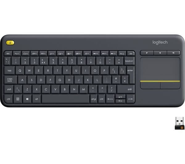 Logitech K400 Plus Wireless Touch Keyboard with Touchpad, UK English QWERTY - Black