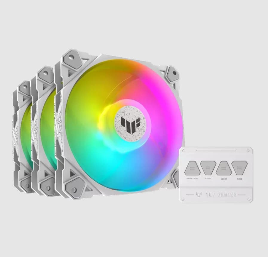 ASUS TUF Gaming TF120 ARGB 120mm PC Case Fan Triple Pack - White - Image 1