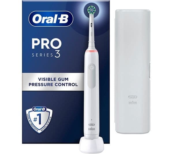 ORAL-B Pro 3 3500 Electric Toothbrush & Travel Case - White - Image 1