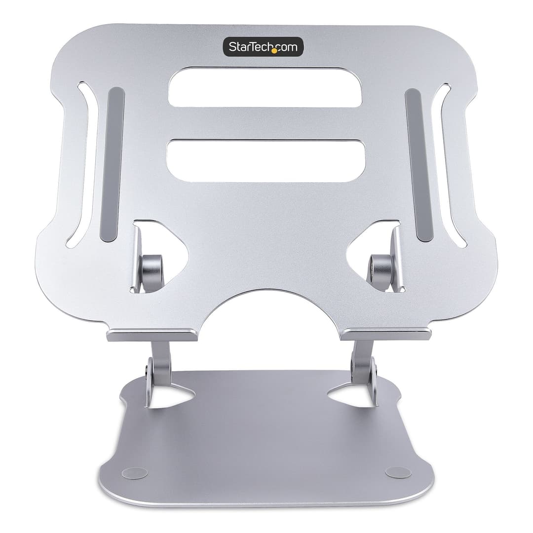 StarTech.com Laptop Stand for Desk, Ergonomic Laptop Stand Adjustable Height, Aluminum, Portable, Supports up to 22lb (10kg), Foldable Laptop Holder for Desk - Angled Notebook Computer Riser/Lift - Image 3