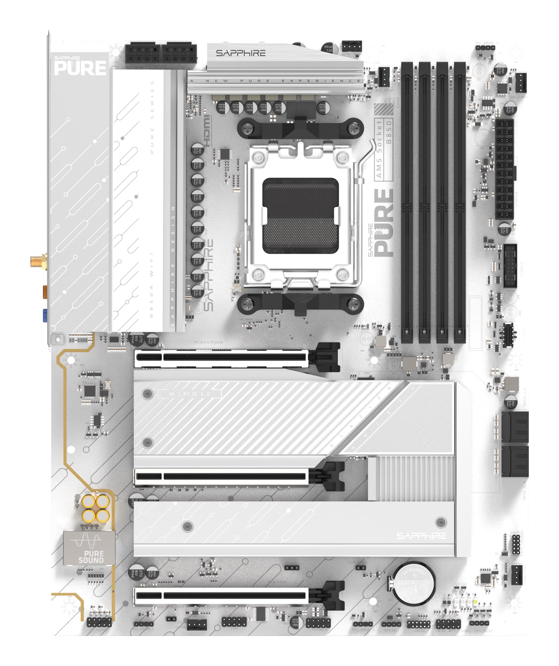 Sapphire PURE B850A WIFI 7 AMD B850 Socket AM5 DDR5 ATX Motherboard