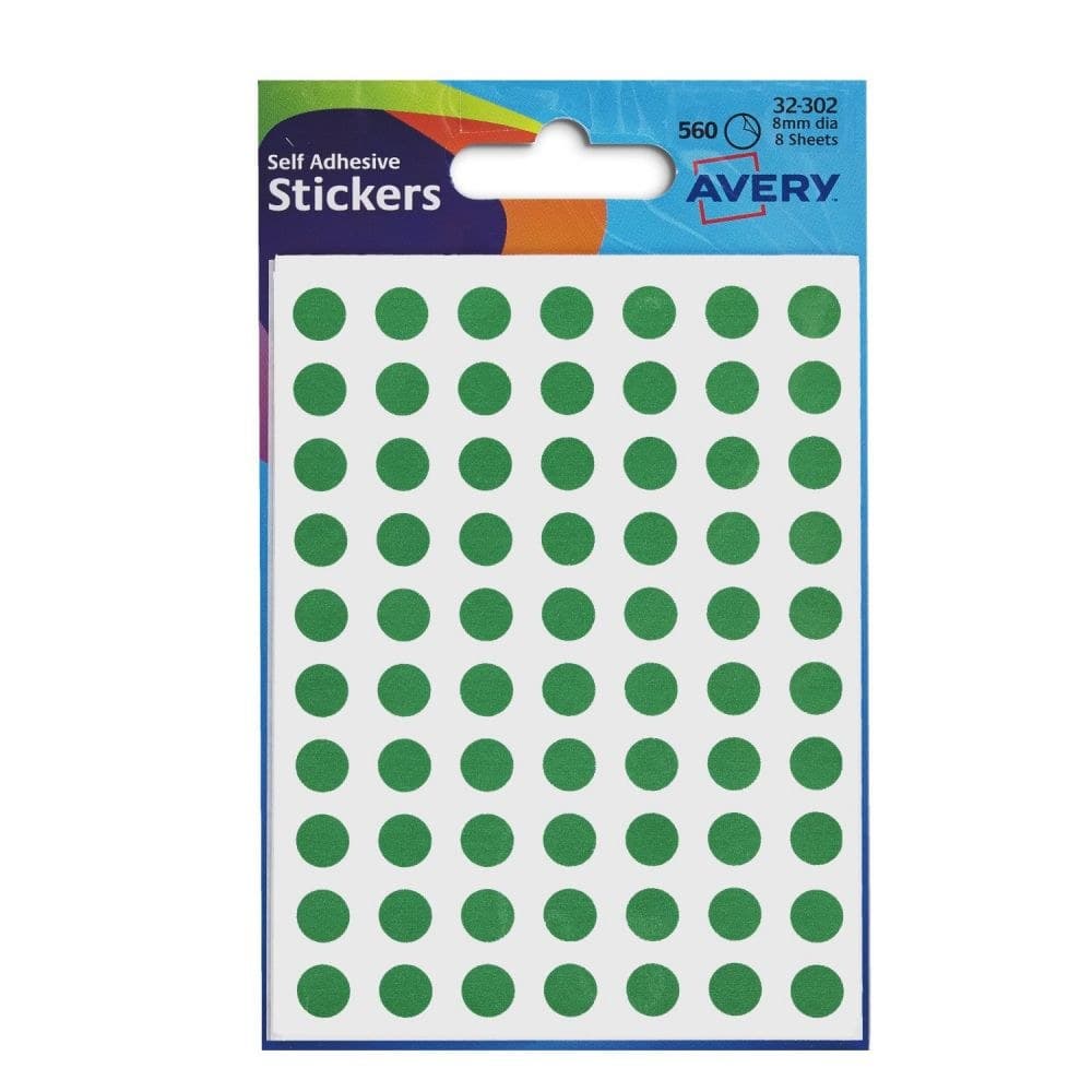 Avery 32-302 8 mm Round Green Stickers