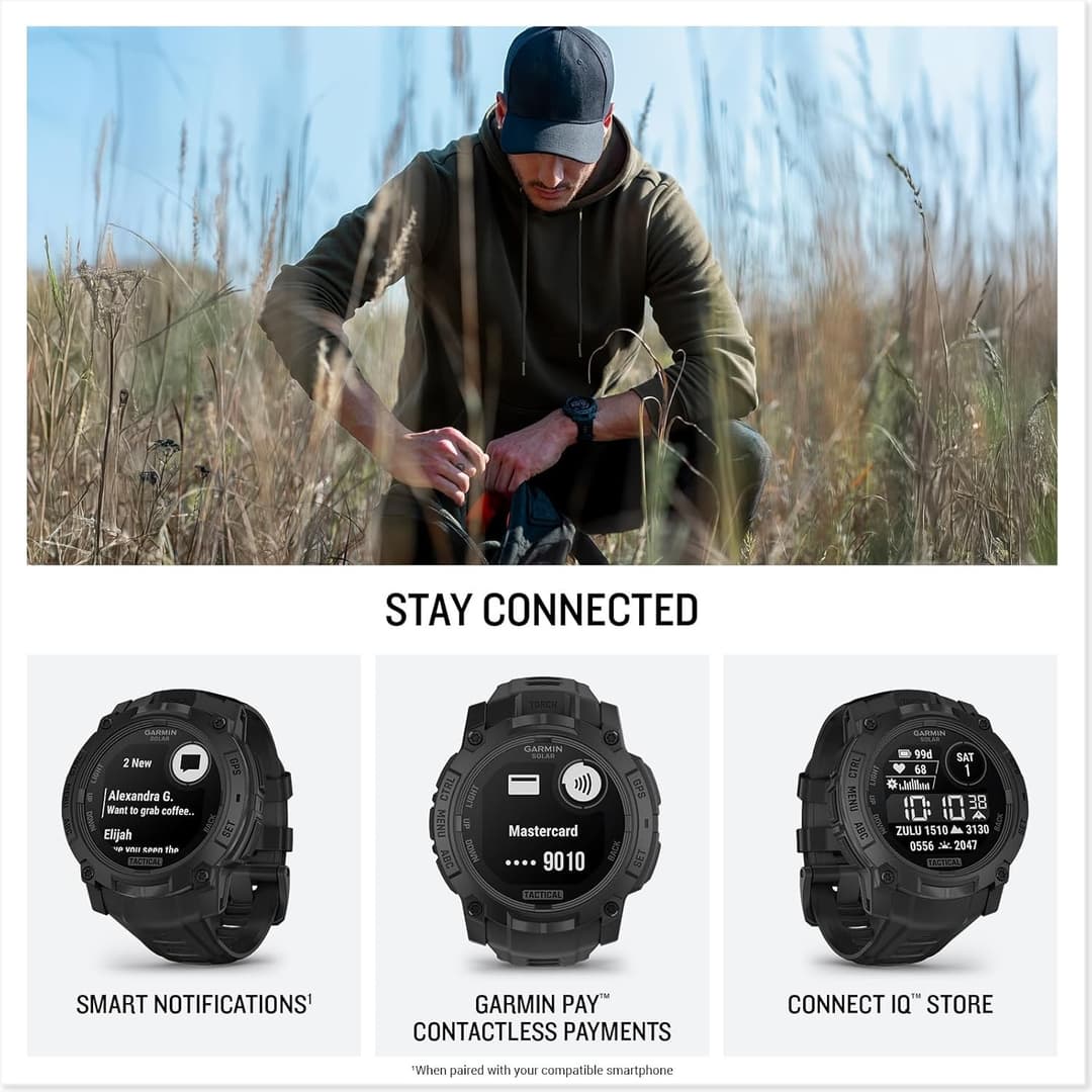 Garmin Instinct 3 Tactical Edition Solar Smartwatch 50mm Black - Image 4