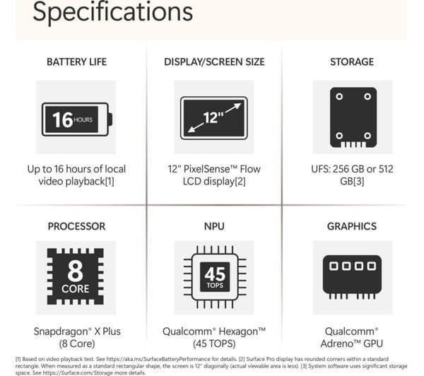 Microsoft Surface Pro 12" Snapdragon X Plus 16GB 256GB Platinum - Image 7