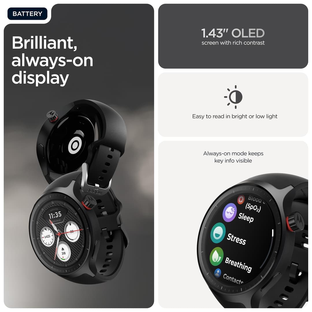 Motorola Moto Watch Volcanic Ash Smartwatch - Black - Image 6