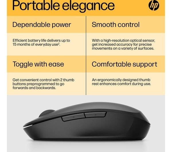 HP Dual Mode 300 Wireless Optical Mouse - Black (6CR71AA) - Image 3