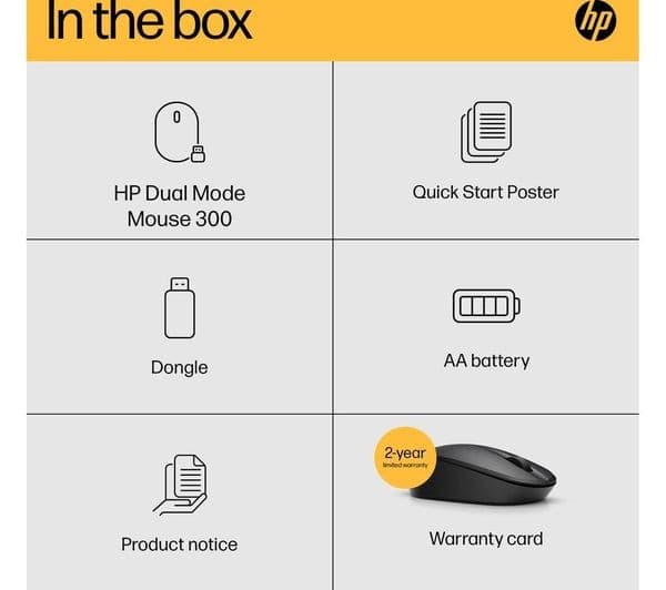 HP Dual Mode 300 Wireless Optical Mouse - Black (6CR71AA) - Image 10