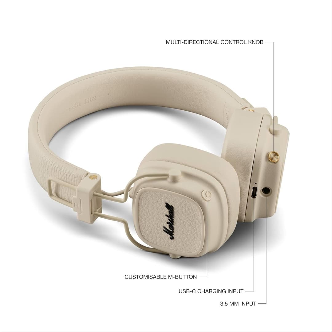 Marshall Major V Wireless On-Ear Headphones - Cream - Image 6