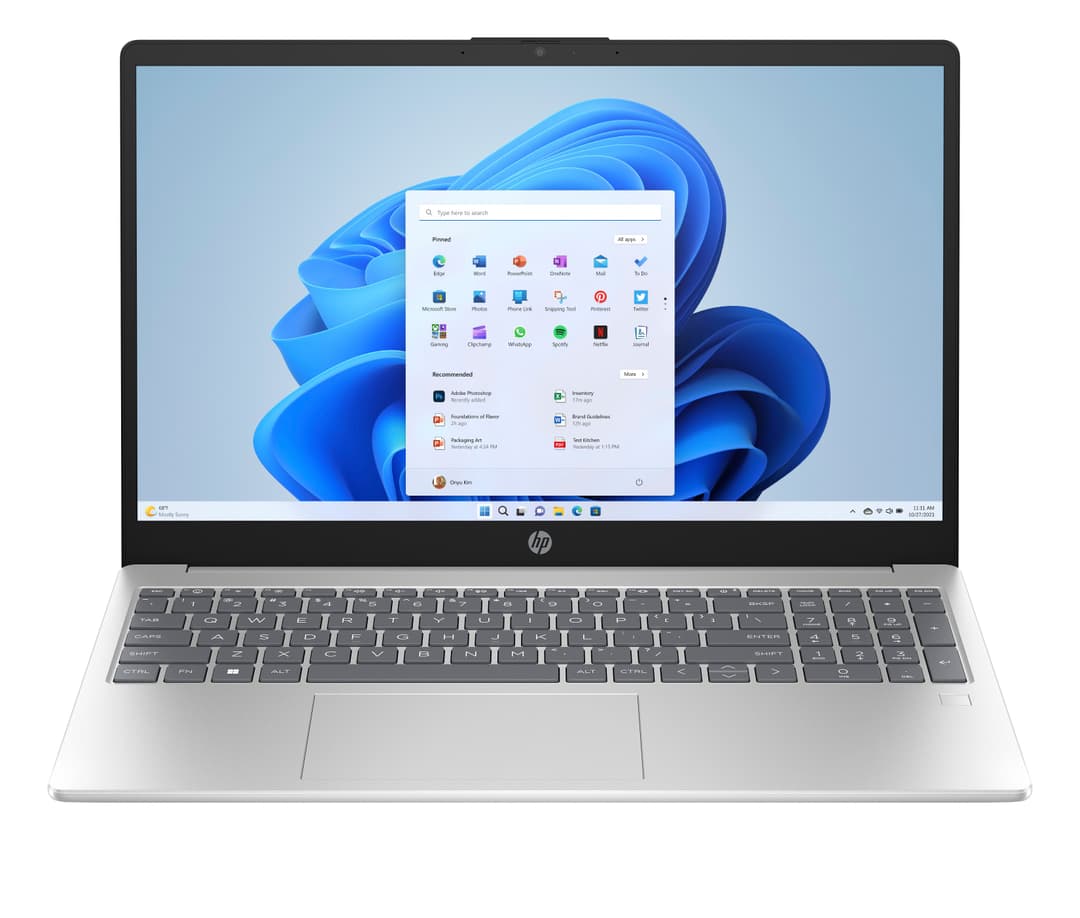 HP 15-fd1006sax Intel Core 3 100U Laptop 39.6 cm (15.6") HD 8 GB DDR4-SDRAM 256 GB SSD Wi-Fi 6 (802.11ax) Windows 11 Home Black - Image 1