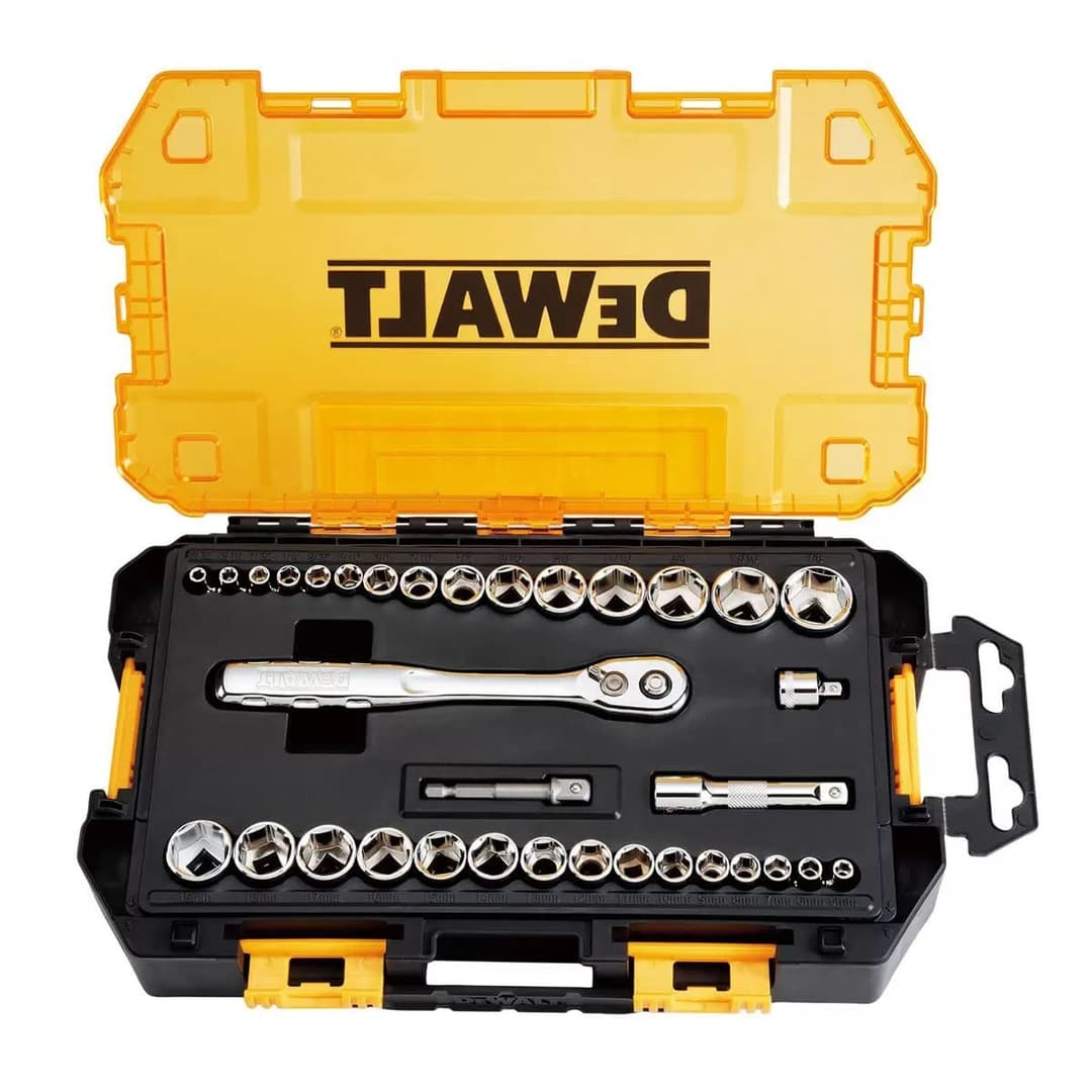 DEWALT DWMT45034 Mechanics 1/4 in. and 3/8 in. Drive Socket Set (34 Pc.) - Black/Yellow - Image 1