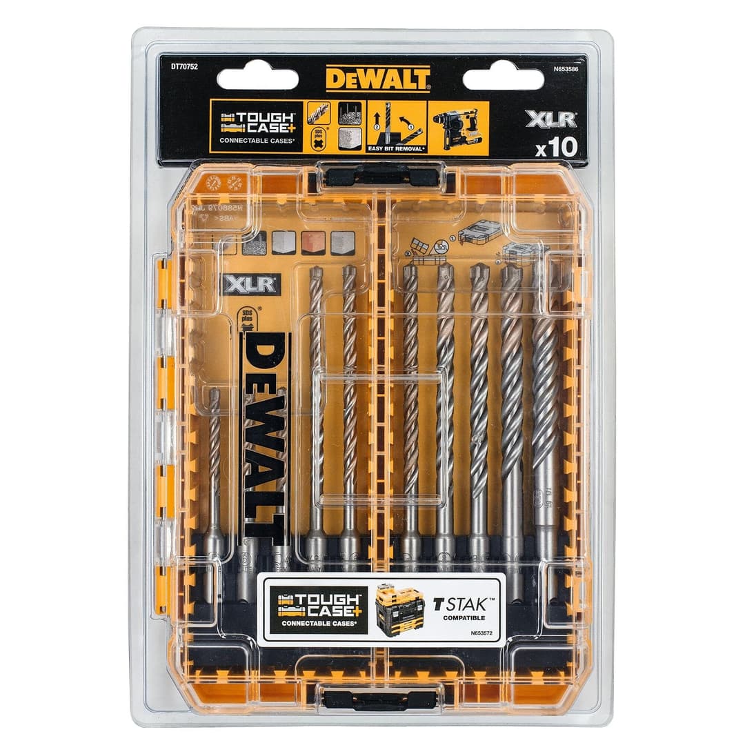 DEWALT 10PC XLR SDS Plus Set Full Head Carbide Drill Bit Set - Yellow/black - Image 2