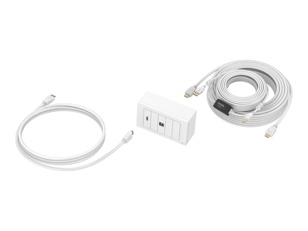 Vision Techconnect 4K Faceplate Kit with HDMI & USB Cables 10m White - Image 1