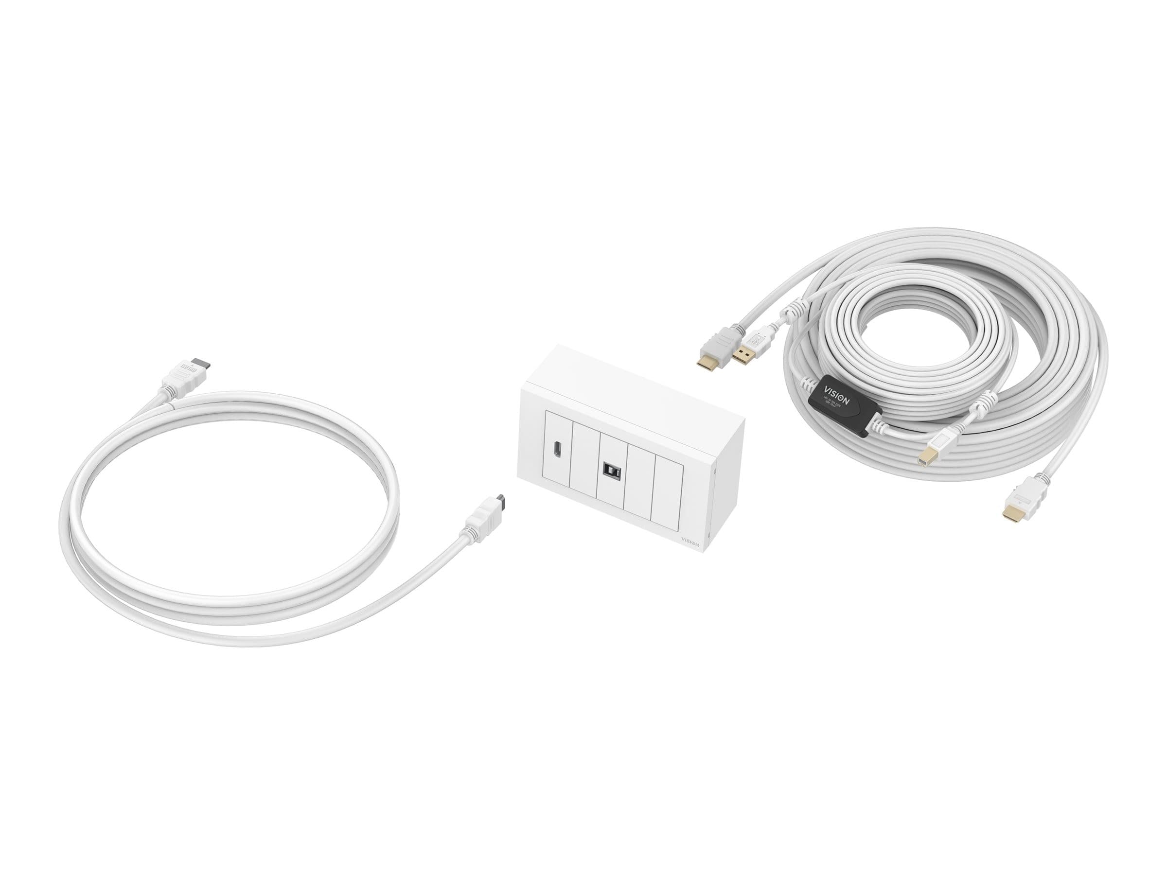 Vision Techconnect 4K Faceplate Kit with HDMI & USB Cables 10m White