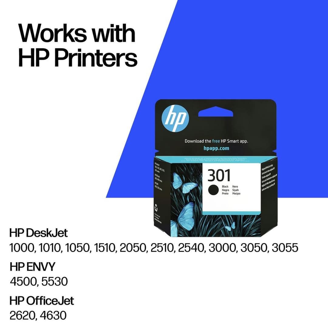 HP 301 Black Original Ink Cartridge & Instant Ink Compatible - Image 2