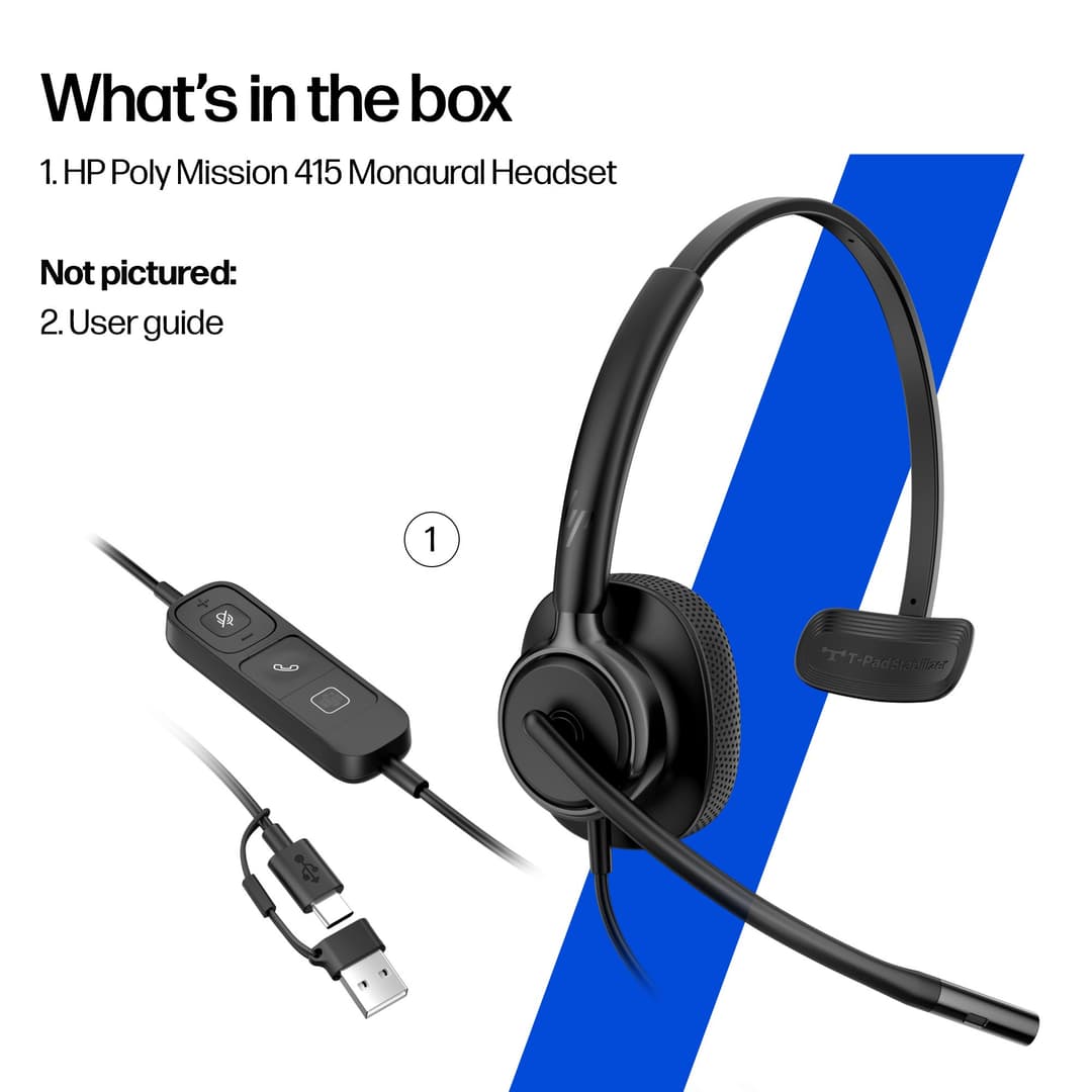 HP Poly Mission 415 Monaural USB Wired Headset - Image 4