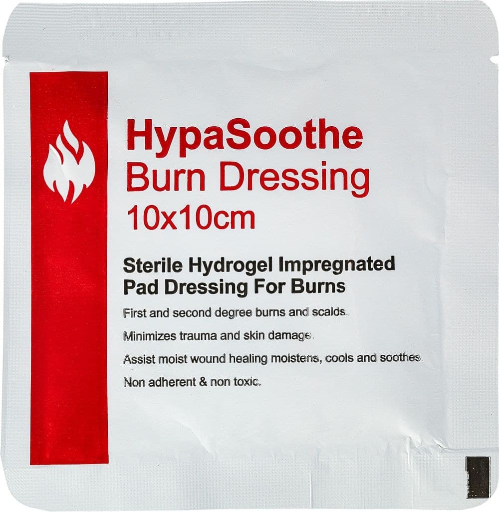 HypaSoothe Burn Dressing 10x10cm Sterile Hydrogel Impregnated Pad