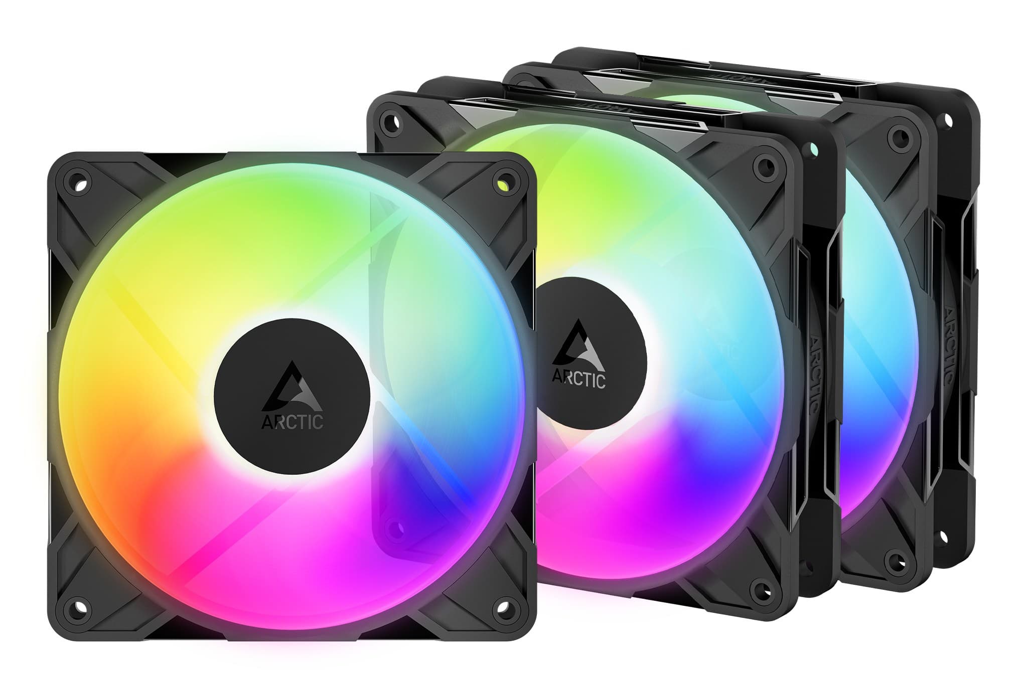 ARCTIC P12 Pro Reverse A-RGB 120 mm PWM Fan with Cable Splitter - Black, 3 Pack