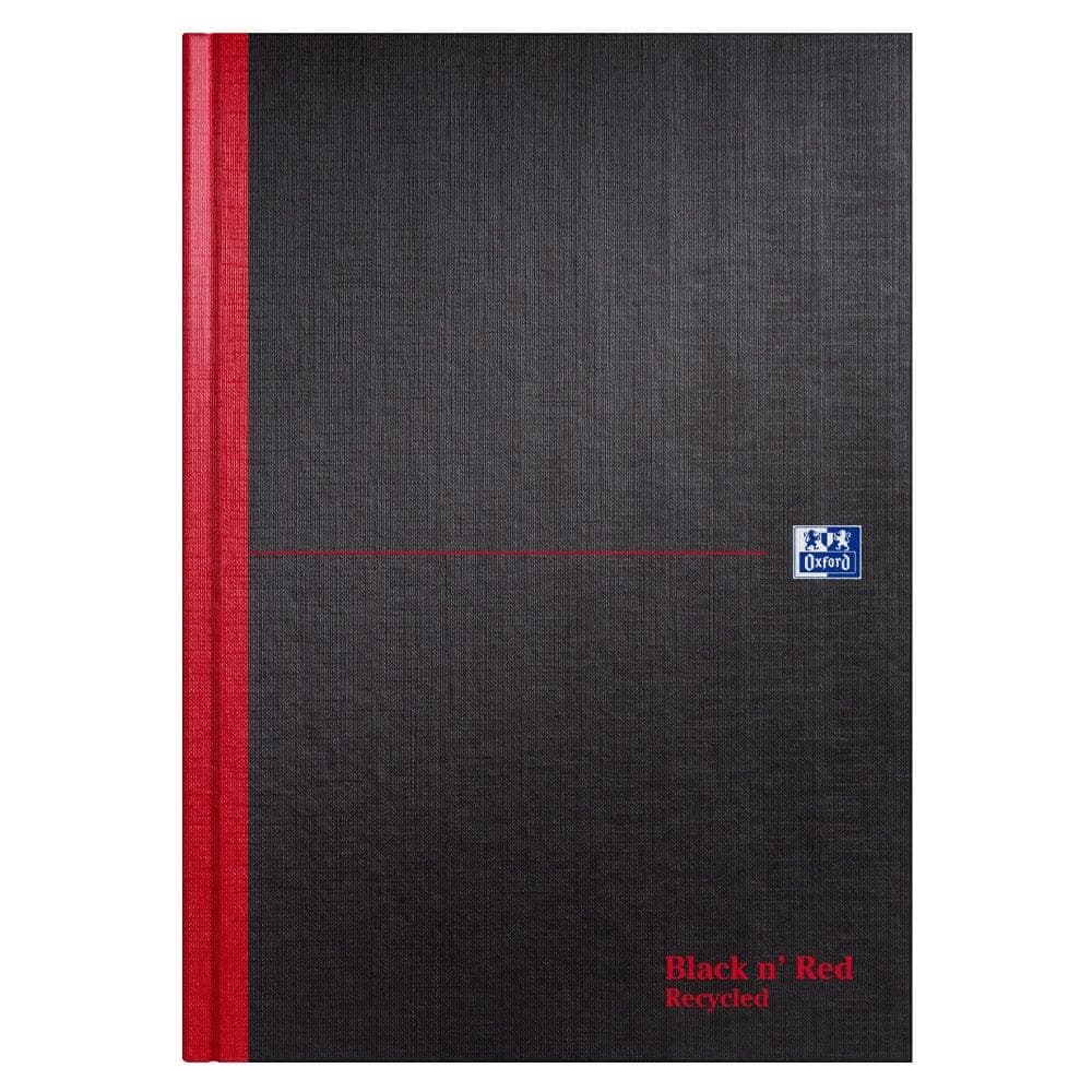Black n` Red Casebound Recycled Hardback Notebook A4 Pack of 5 - Image 1