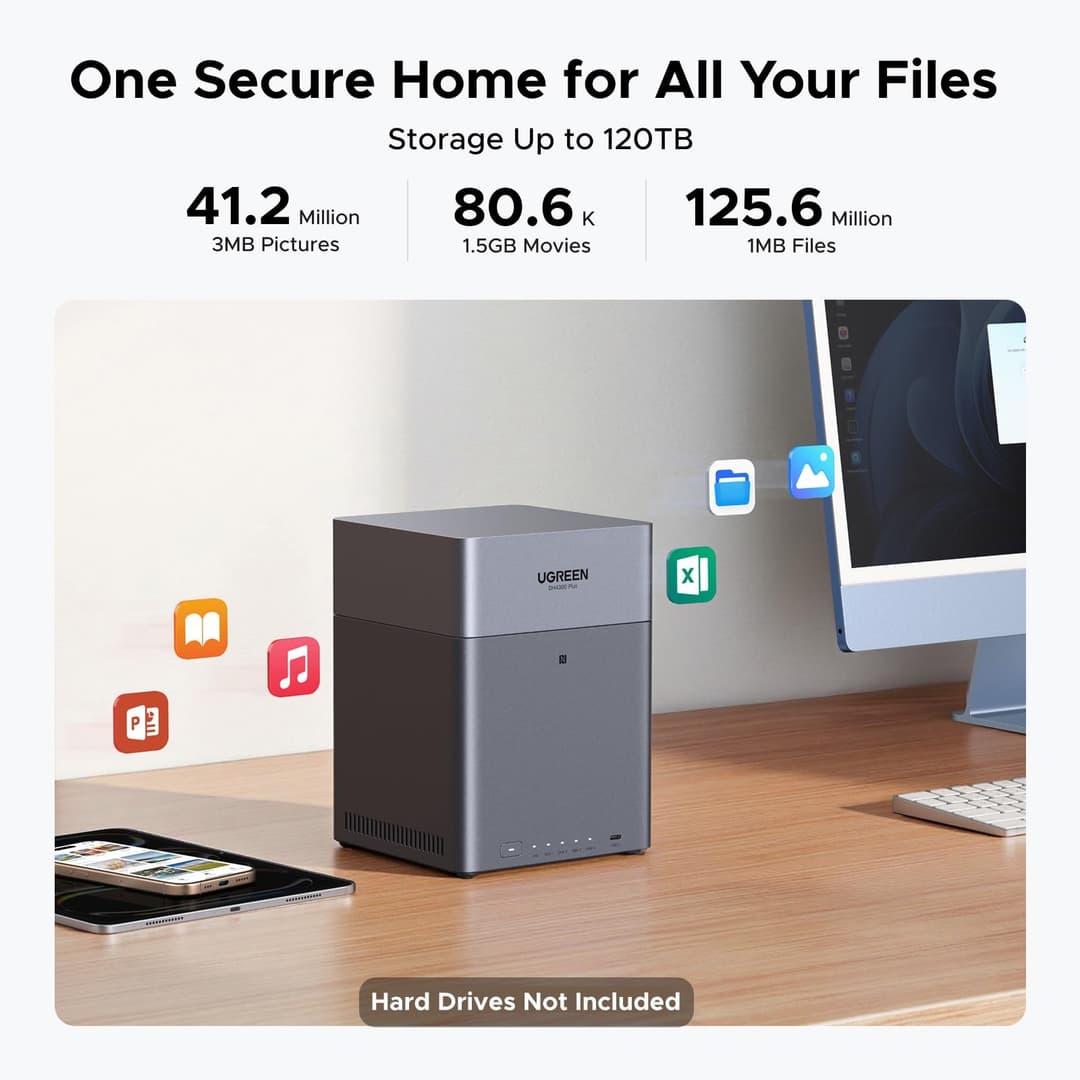 UGREEN NASync DH4300 Plus 4-Bay NAS Mini Tower 8 GB LPDDR4X UGOS Pro Grey - Image 3