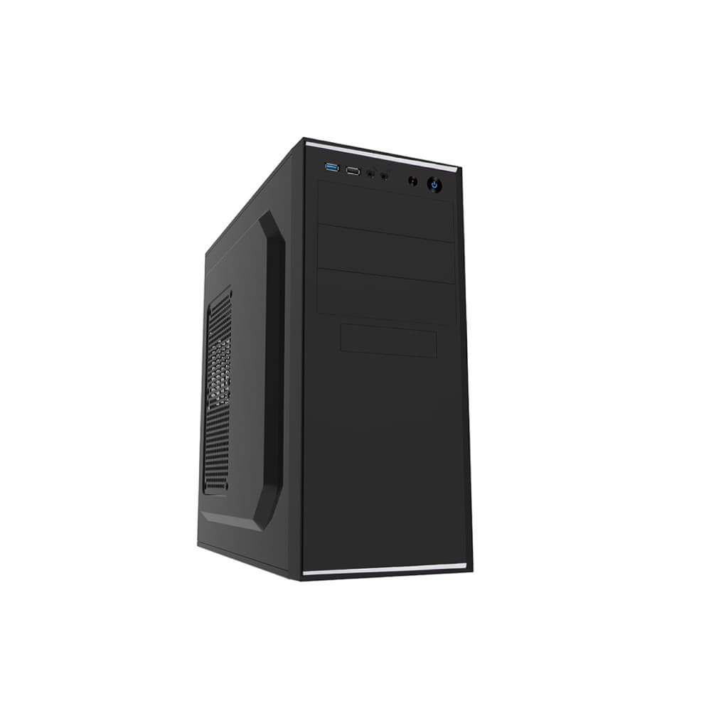 CiT Jet Stream Mid Tower PC Case with Silver Stripe 500W Power Supply - Black - Image 1