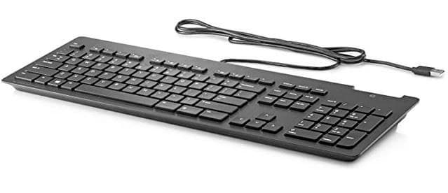 HP Business Slim Smartcard Keyboard - Full-Size USB Wired, CCID Smart Card Reader, Black (911502-041) - Image 1