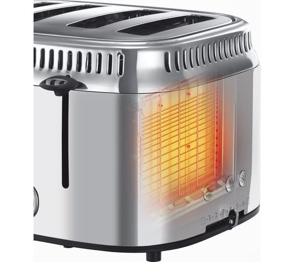 RUSSELL HOBBS Retro 21695 4-Slice Toaster - Silver - Image 4