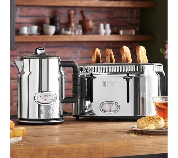 RUSSELL HOBBS Retro 21695 4-Slice Toaster - Silver - Image 7