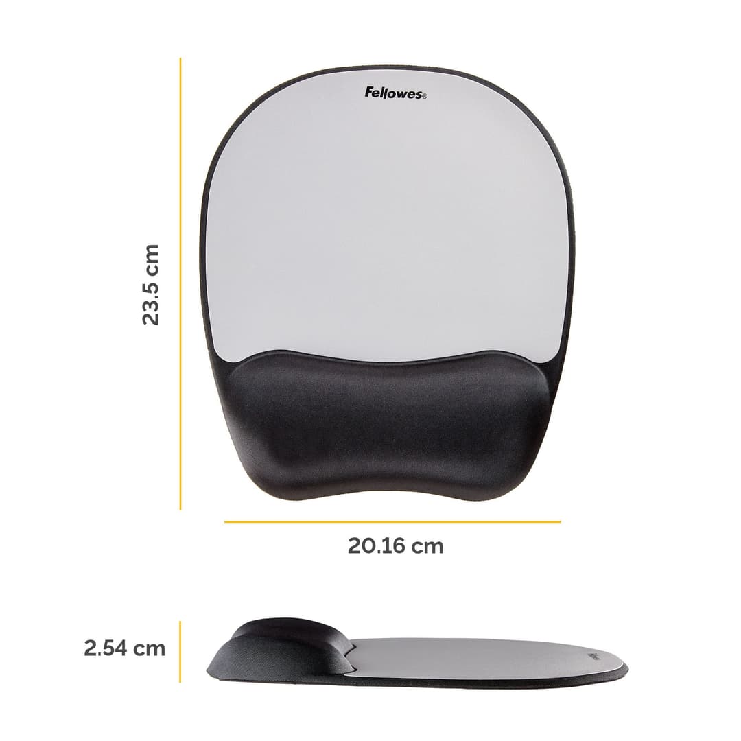 Fellowes Mouse Mat Wrist Support - Memory Foam Mouse Pad with Soft Foam Pillow - Ergonomic Mouse Mat for Computer, Laptop, Home Office Use - Compatible with Laser and Optical Mice - Silver - Image 2